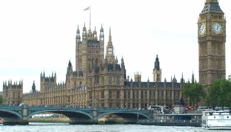 The Palace of Westminster, on the banks of the River Thames