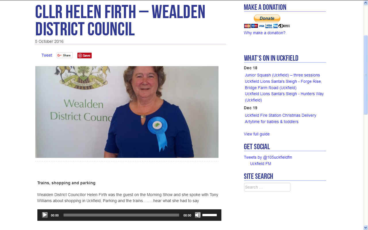 Listen to Councillor Helen Firth on Uckfield FM