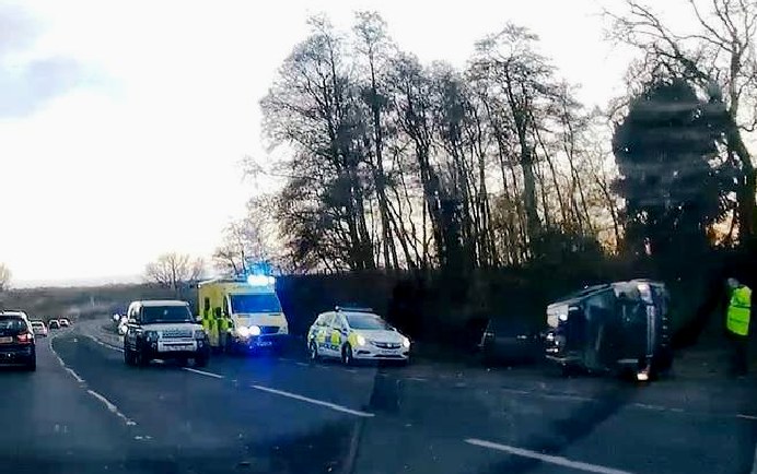 Land Rover crashed in Norfolk police accident scene