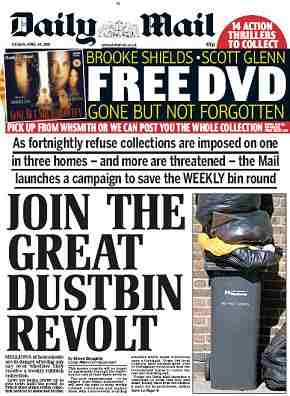 Daily mail newspaper front cover free dvd bin revolt