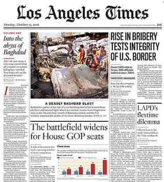 Los Angeles Times newspaper front page 2006