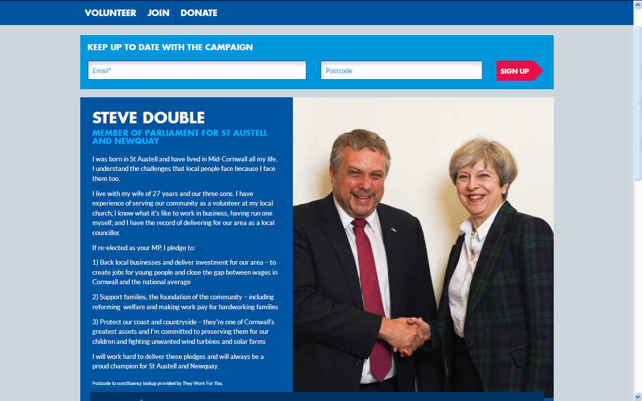 Conservatives Stephen Double and Theresa May