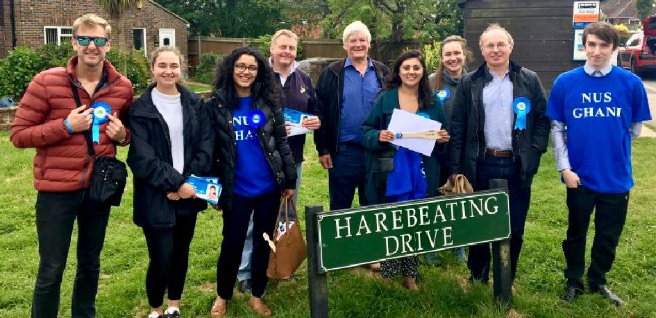 Nusrat Ghani in Hailsham with Robert Standley during her election campaign