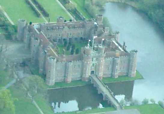 Herstmonceux Castle as seen from the air
