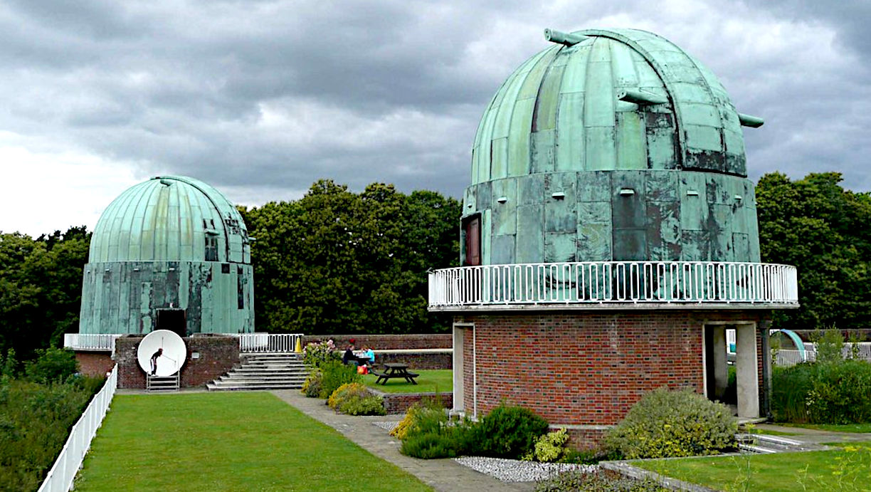 Two of the copper domed telescope housing at the observatory near Herstmonceux village
