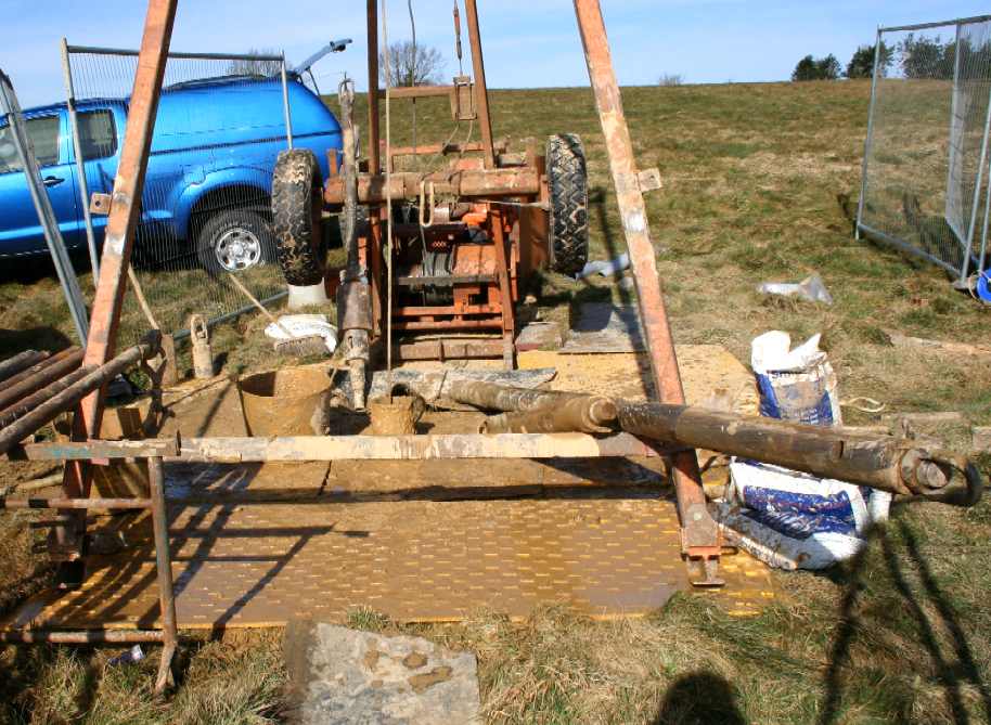 Hammering home a borehole at Lime Cross, Herstmonceux