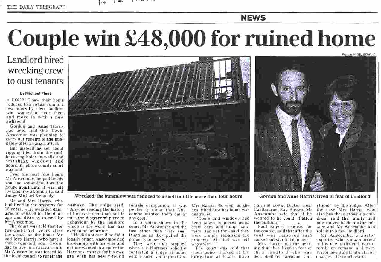 Telegraph media article, 48,000 damages for couple with ruined home