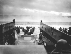 American troops disembark on Omaha Beach on D-Day, 6 June 1944